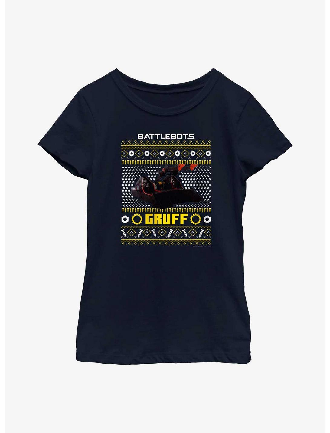 BattleBots Gruff Holiday Sweater Youth T-Shirt, NAVY, hi-res