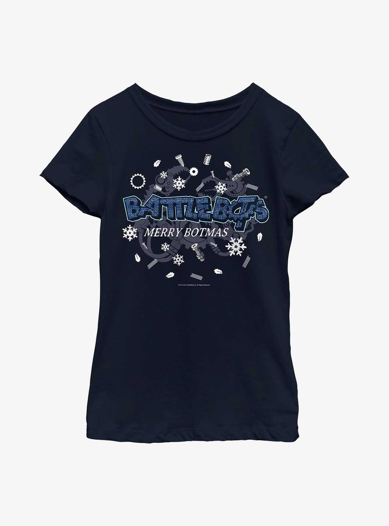 BattleBots Merry Botmas Youth T-Shirt, NAVY, hi-res