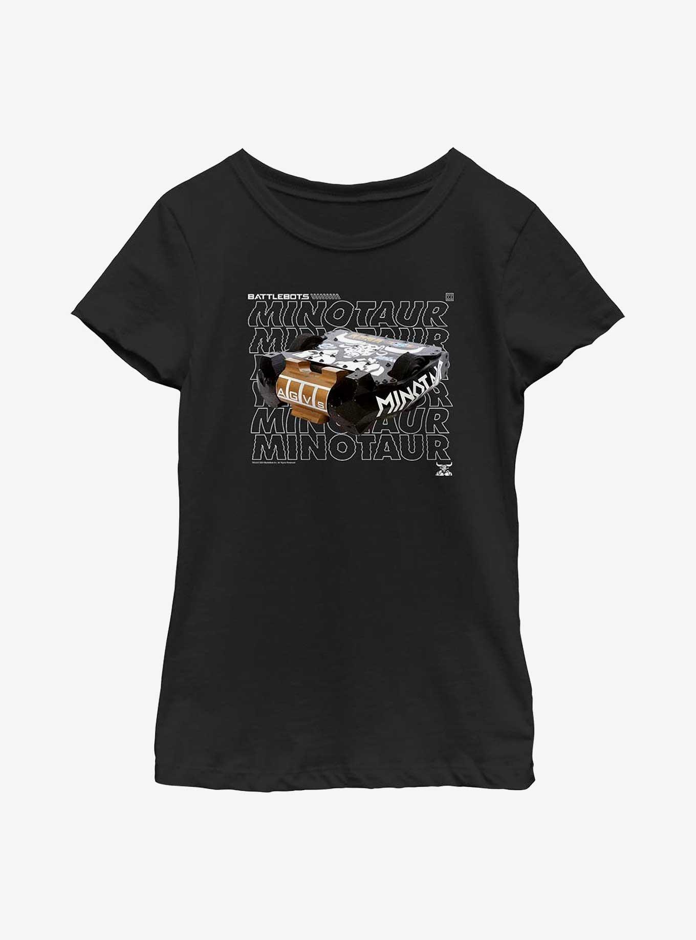 BattleBots Minotaur Hero Stack Text Youth T-Shirt, BLACK, hi-res