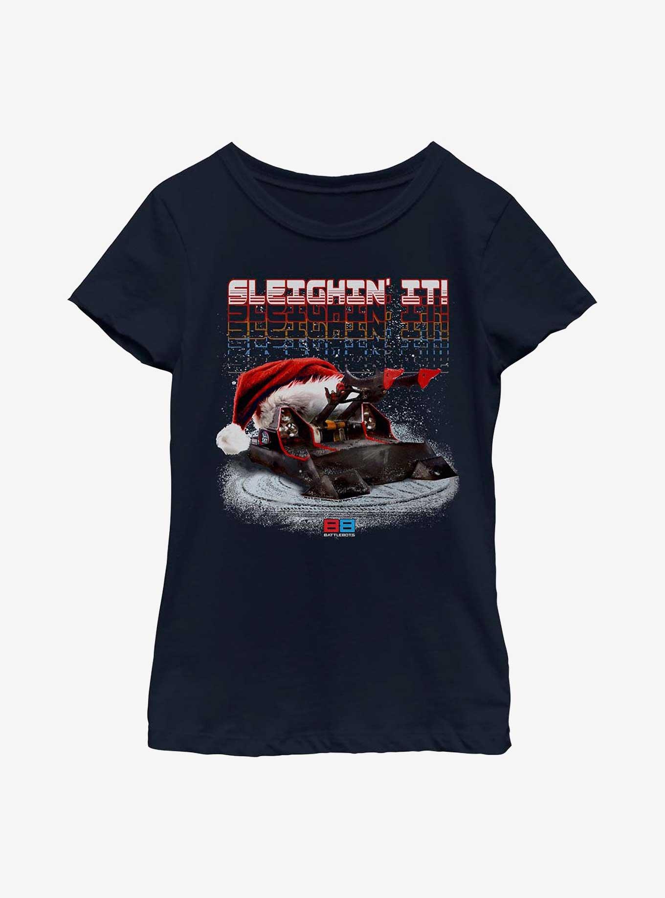 BattleBots Sleigh It Youth T-Shirt, NAVY, hi-res