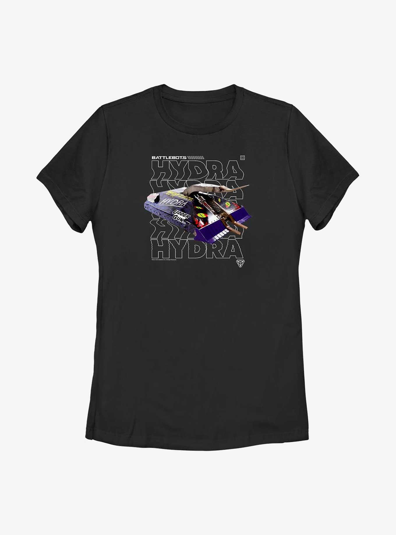 BattleBots Hydra Hero Stack Text Womens T-Shirt, BLACK, hi-res