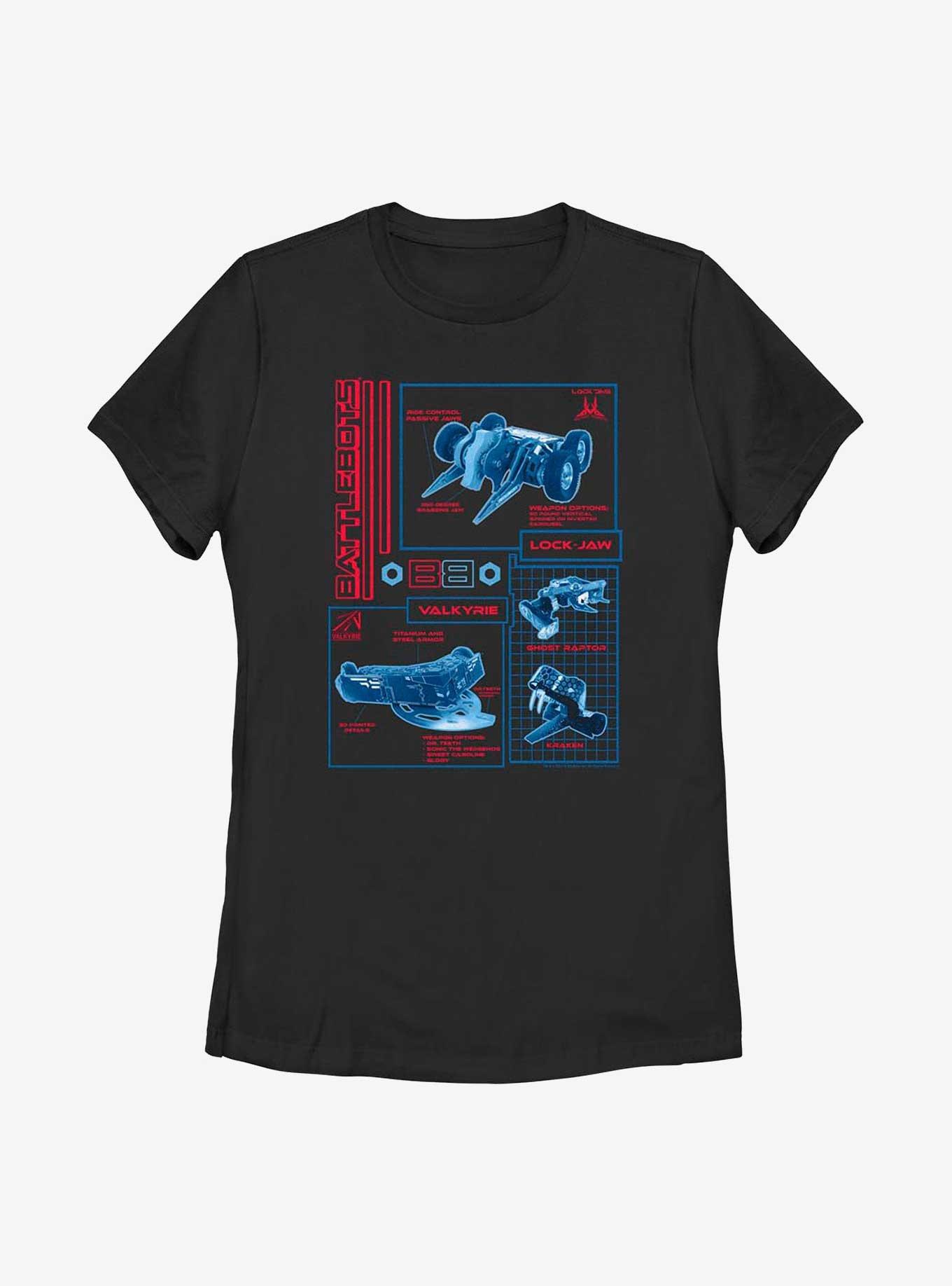 BattleBots Robo Schematic Womens T-Shirt, BLACK, hi-res