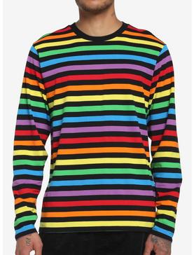 Black & Rainbow Stripe Long-Sleeve T-Shirt, , hi-res