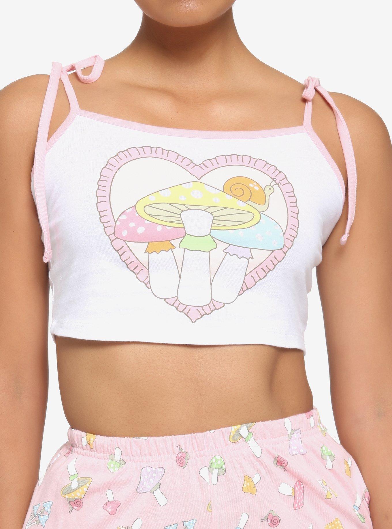 Pastel Mushroom Girls Crop Lounge Cami, , hi-res