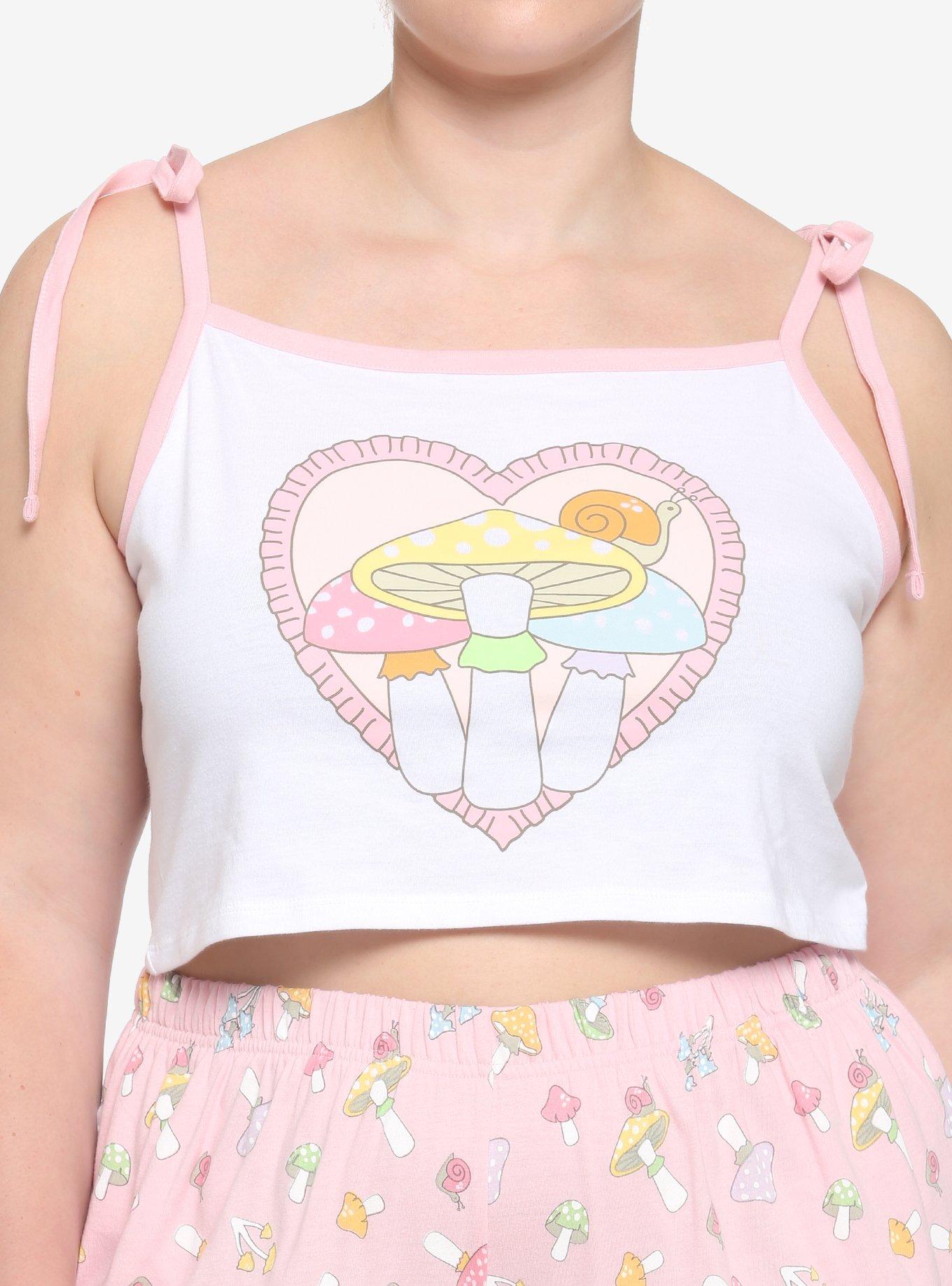 Pastel Mushroom Girls Crop Lounge Cami Plus Size, MULTI, hi-res