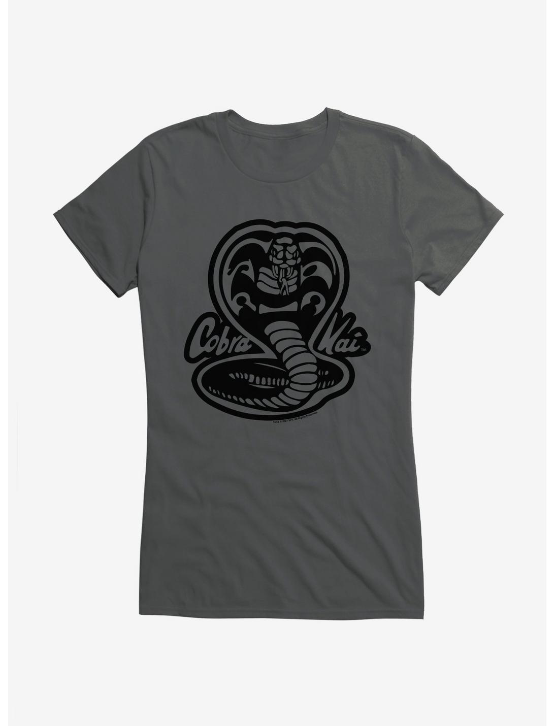 Cobra Kai Black And White Logo Girls T-Shirt, CHARCOAL, hi-res