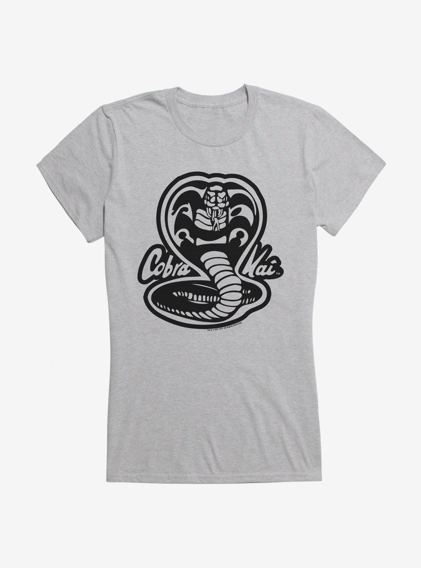 Cobra Kai Black And White Logo Girls T-Shirt, HEATHER, hi-res