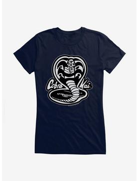 Cobra Kai Black And White Logo Girls T-Shirt, NAVY, hi-res
