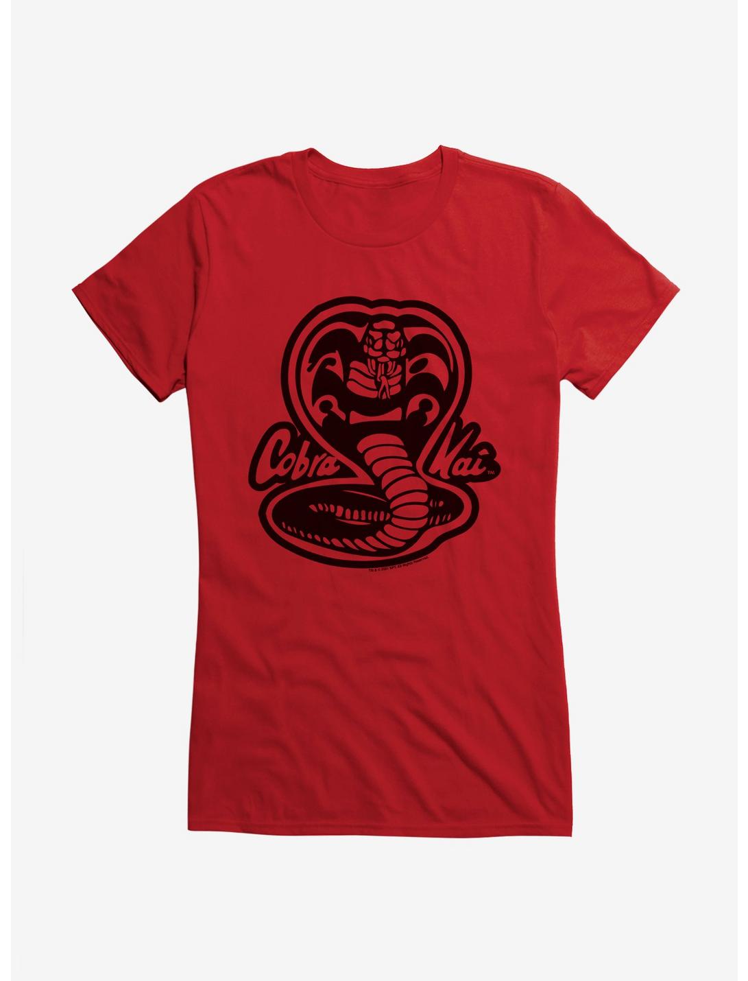 Cobra Kai Black And White Logo Girls T-Shirt, RED, hi-res