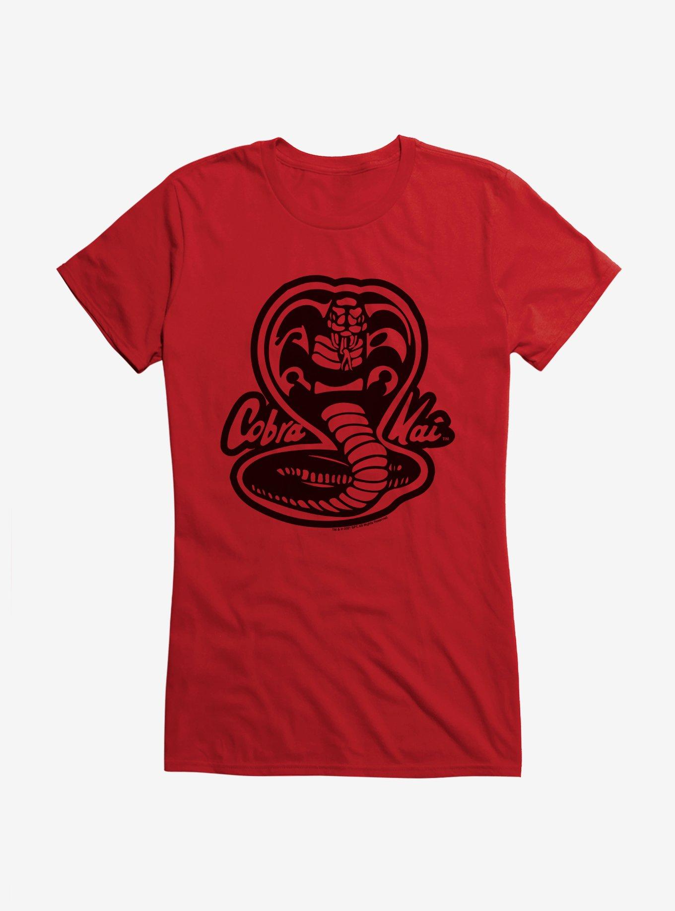 Cobra Kai Black And White Logo Girls T-Shirt, RED, hi-res