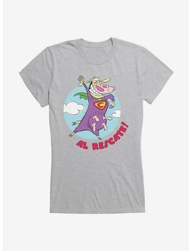 Cow and Chicken Al Rescate Girl's T-Shirt, HEATHER GREY, hi-res