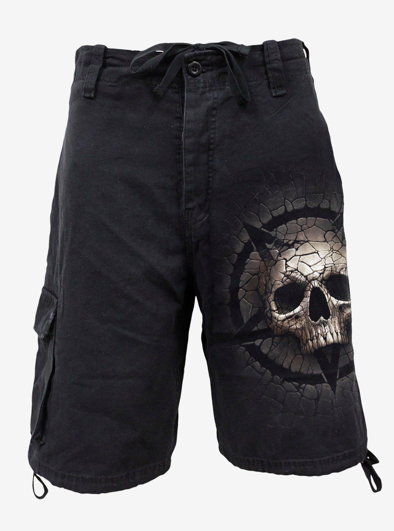 Cracking Up Vintage Cargo Shorts, BLACK, hi-res