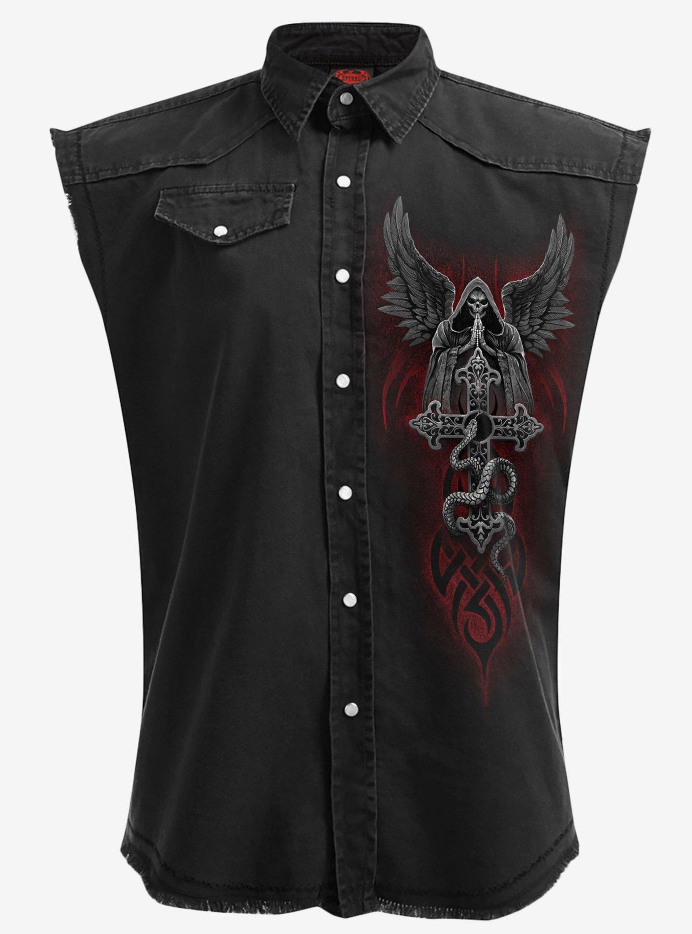 The Dead Sleeveless Woven Button-Up, , hi-res