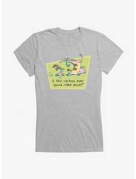 Cow and Chicken Cartoon Makes Sense Girl's T-Shirt, HEATHER GREY, hi-res