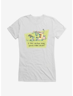 Cow and Chicken Cartoon Makes Sense Girl's T-Shirt, WHITE, hi-res