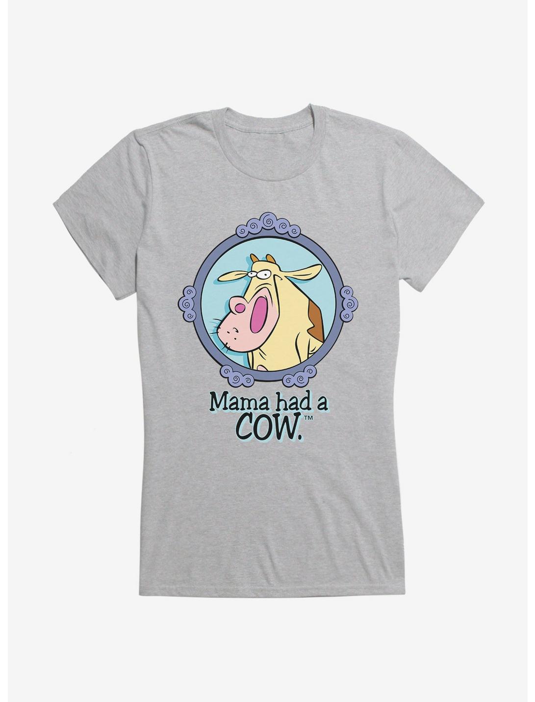 Cow and Chicken Mama Had a Cow Girl's T-Shirt, HEATHER GREY, hi-res