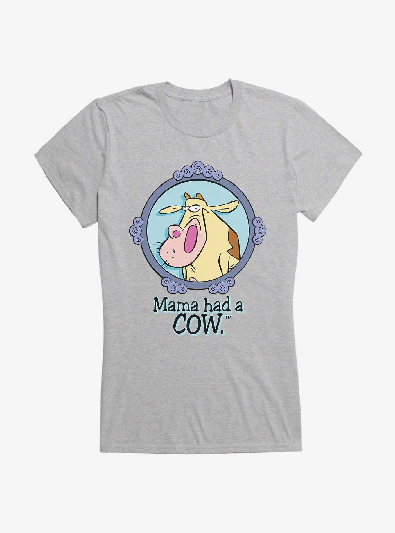 Cow and Chicken Mama Had a Cow Girl's T-Shirt, HEATHER GREY, hi-res