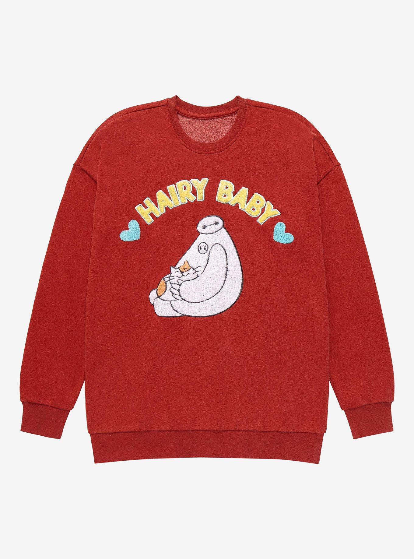 Disney Big Hero 6 Baymax & Mochi Hairy Baby Crewneck - BoxLunch Exclusive, RED, hi-res