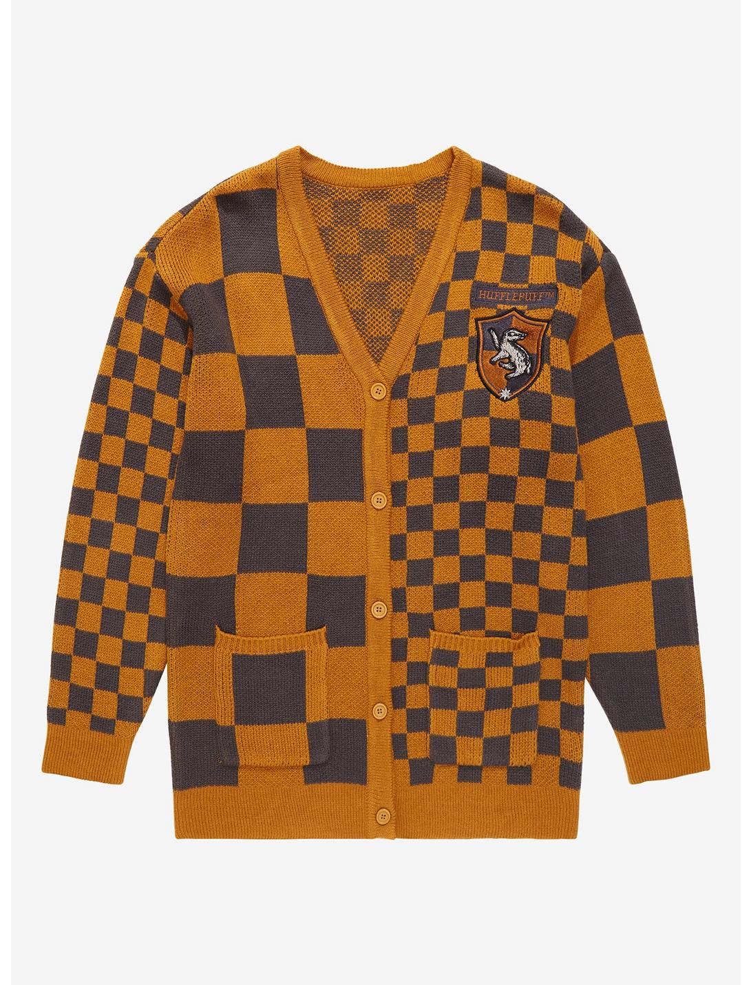 Harry Potter Hufflepuff Checkered Women's Cardigan - BoxLunch Exclusive, MULTI, hi-res