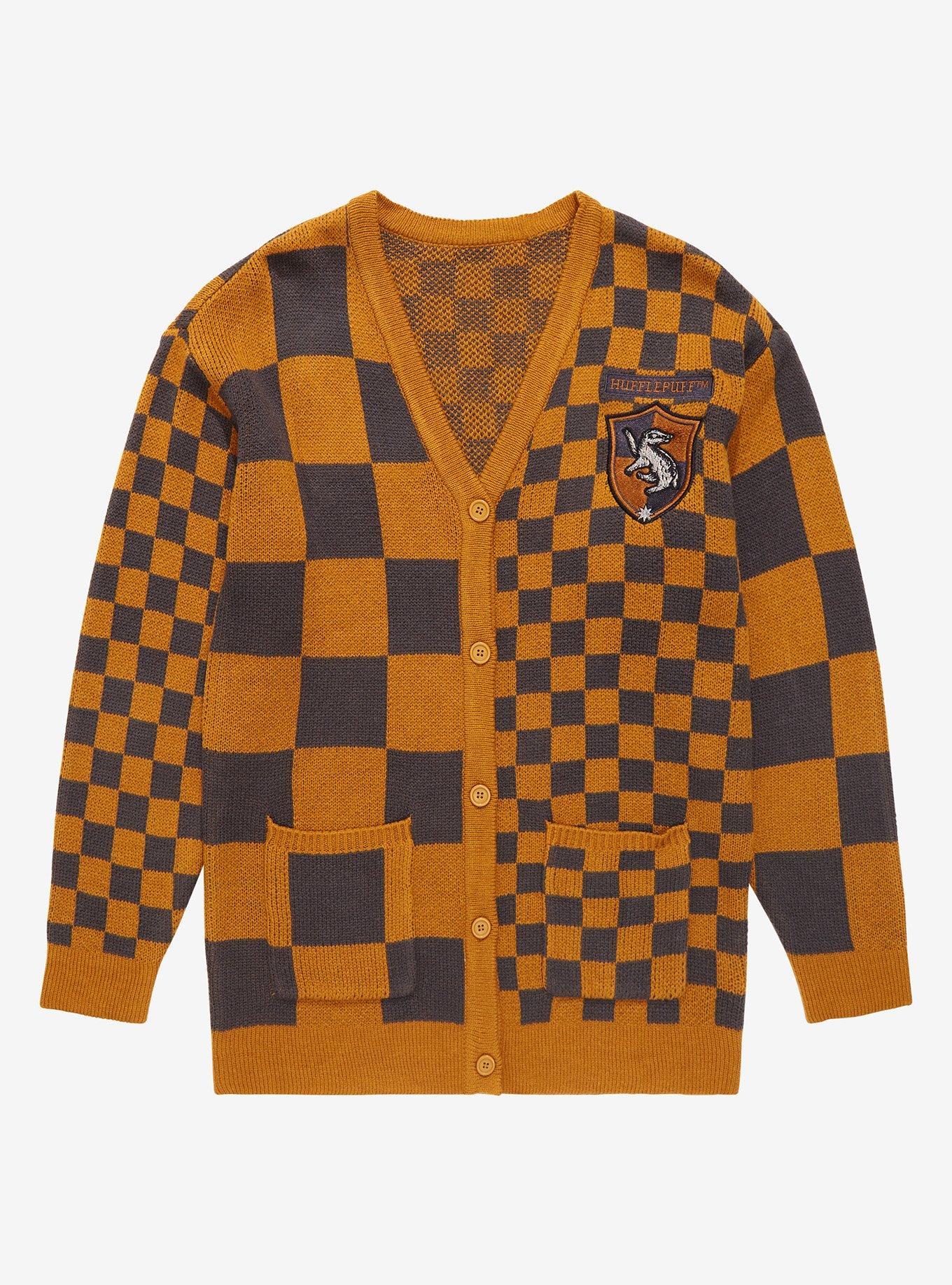 Harry Potter Hufflepuff Checkered Women's Cardigan - BoxLunch Exclusive, MULTI, hi-res