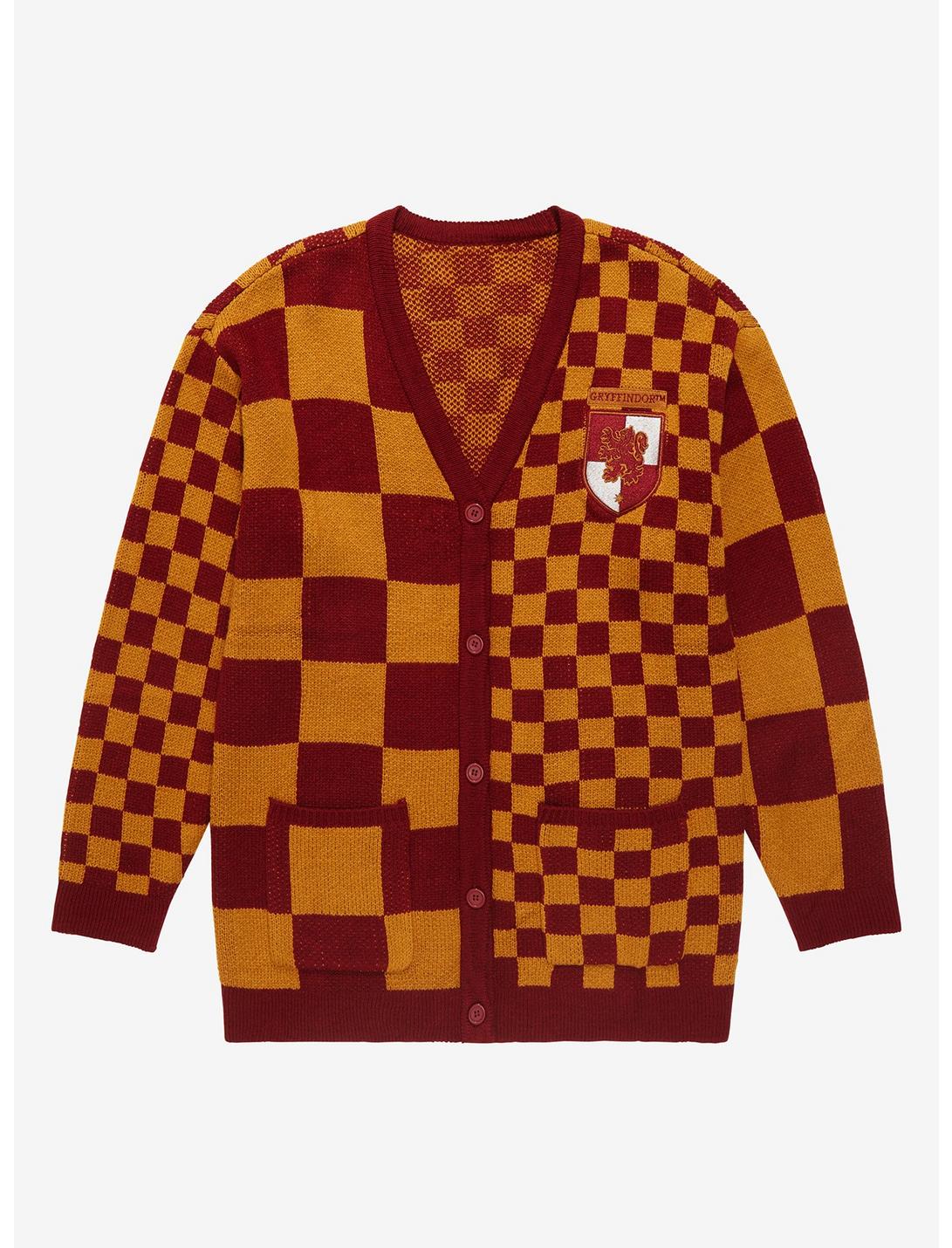 Harry Potter Gryffindor Checkered Women's Cardigan - BoxLunch Exclusive, MULTI, hi-res
