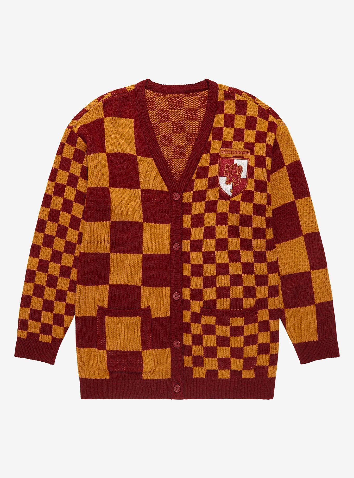 Harry Potter Gryffindor Checkered Women's Cardigan - BoxLunch Exclusive, MULTI, hi-res
