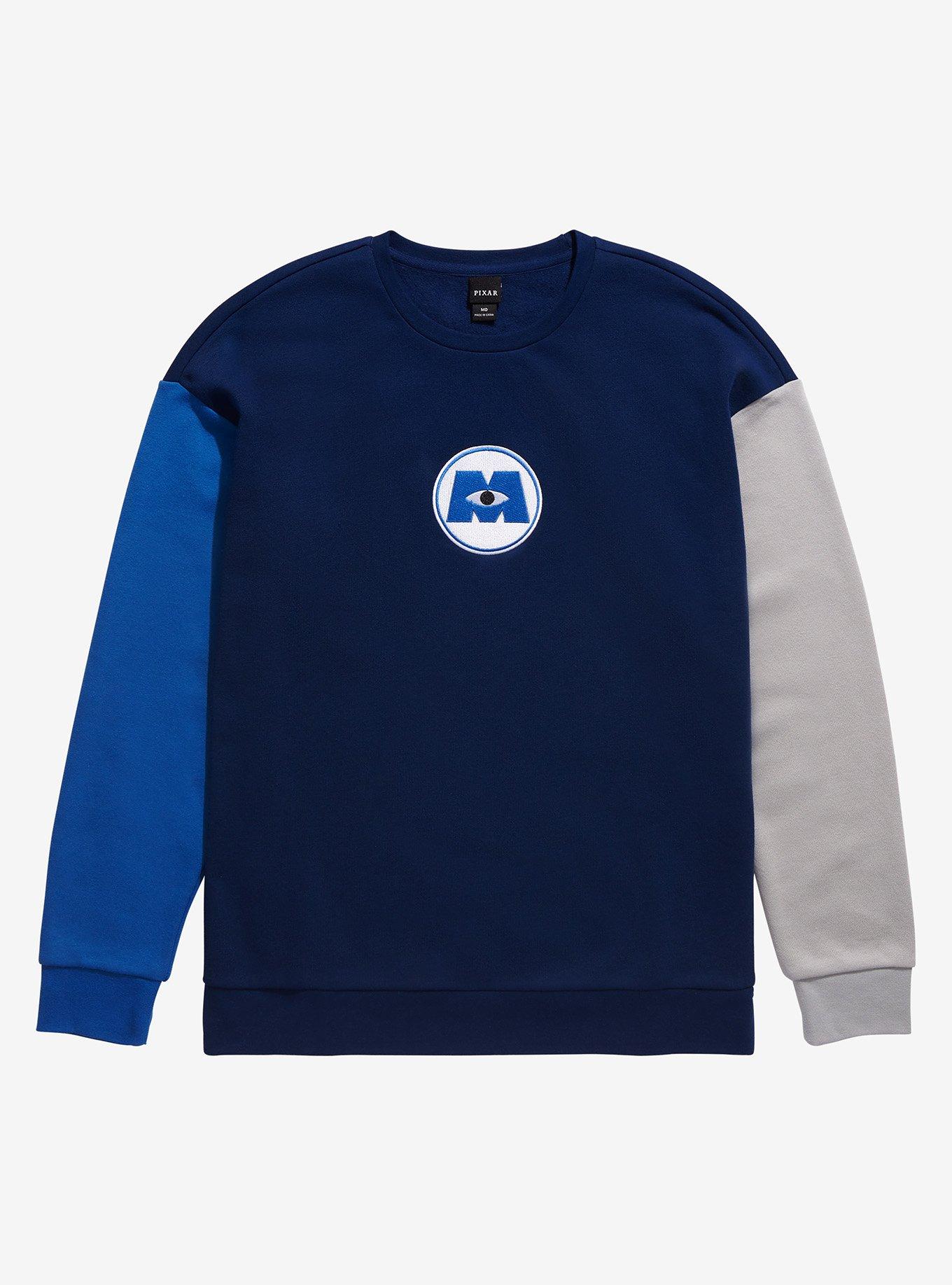 Disney&bull;Pixar Monsters, Inc. Sock Patch Color Block Crewneck - BoxLunch Exclusive, DARK BLUE, hi-res