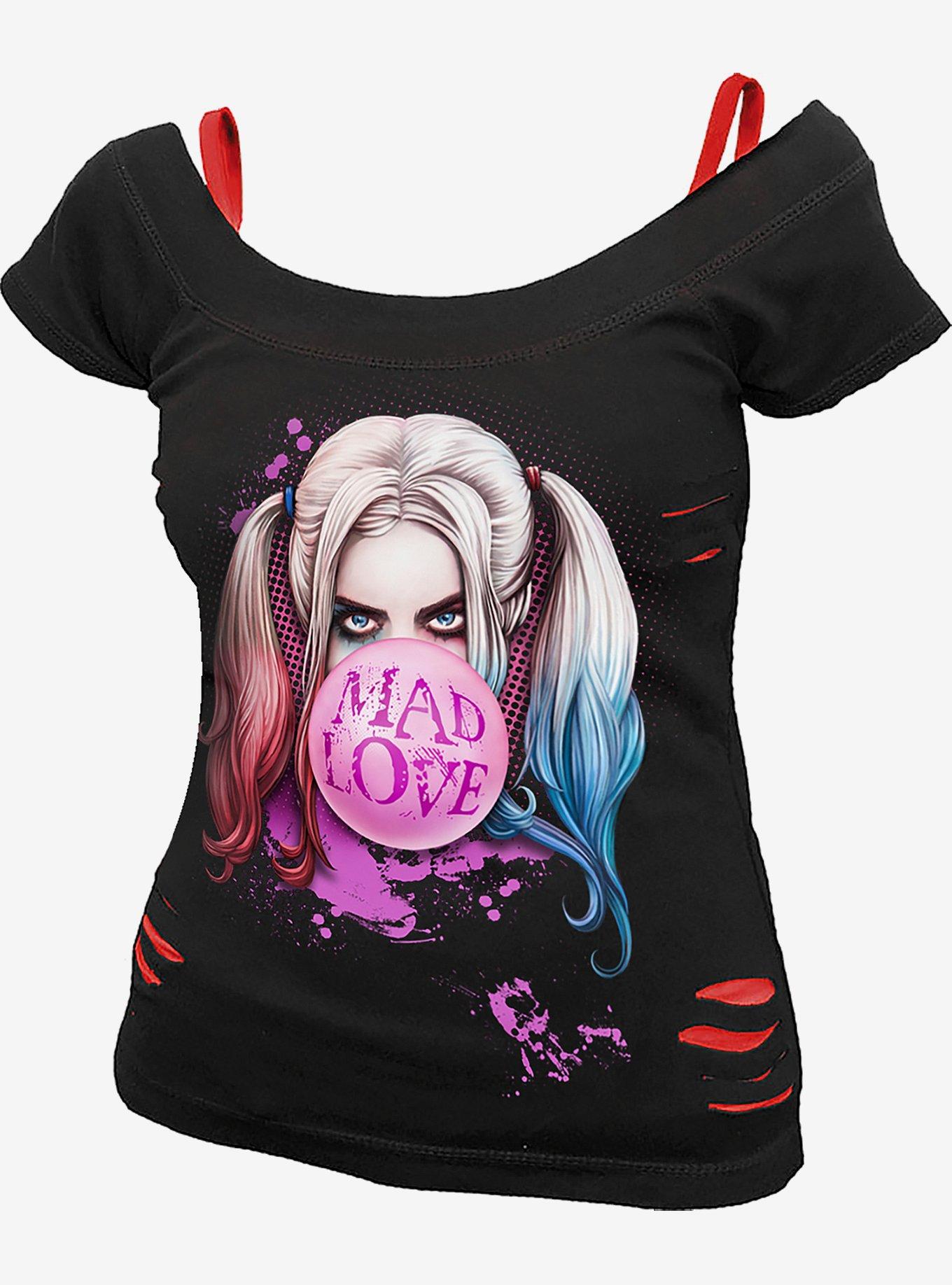 DC Comics Harley Quinn Mad Love 2 In 1 Distressed Top, , hi-res