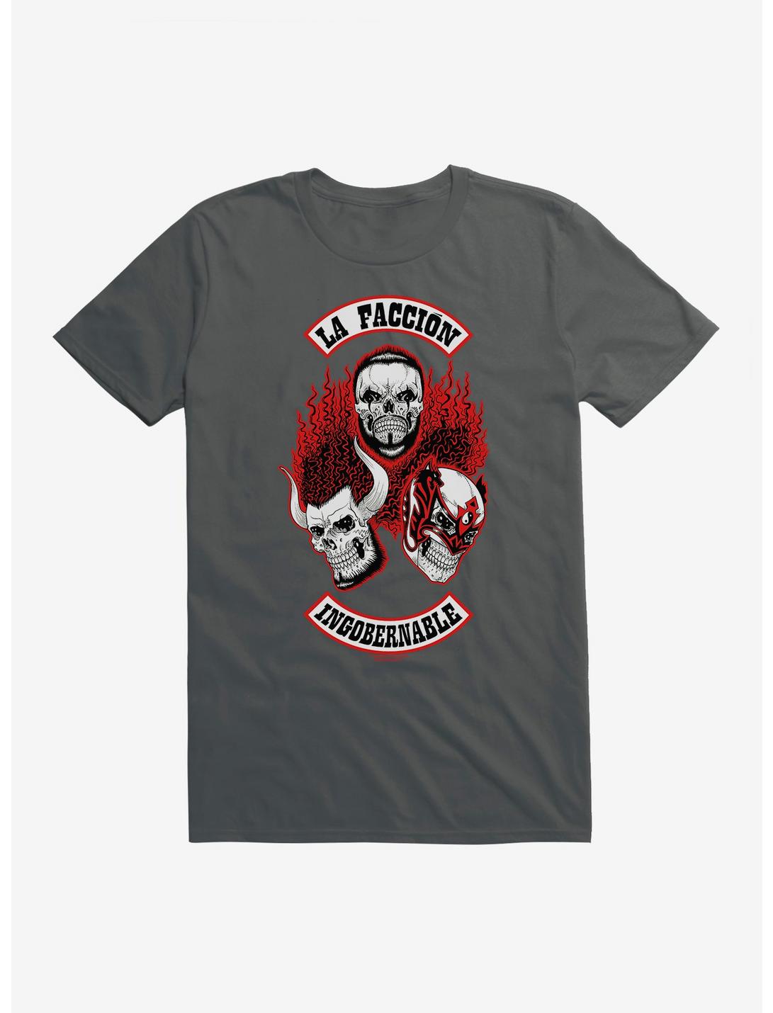 Masked Republic Legends Of Lucha Libre La Faccion Ingobernable Skulls T-Shirt, CHARCOAL, hi-res