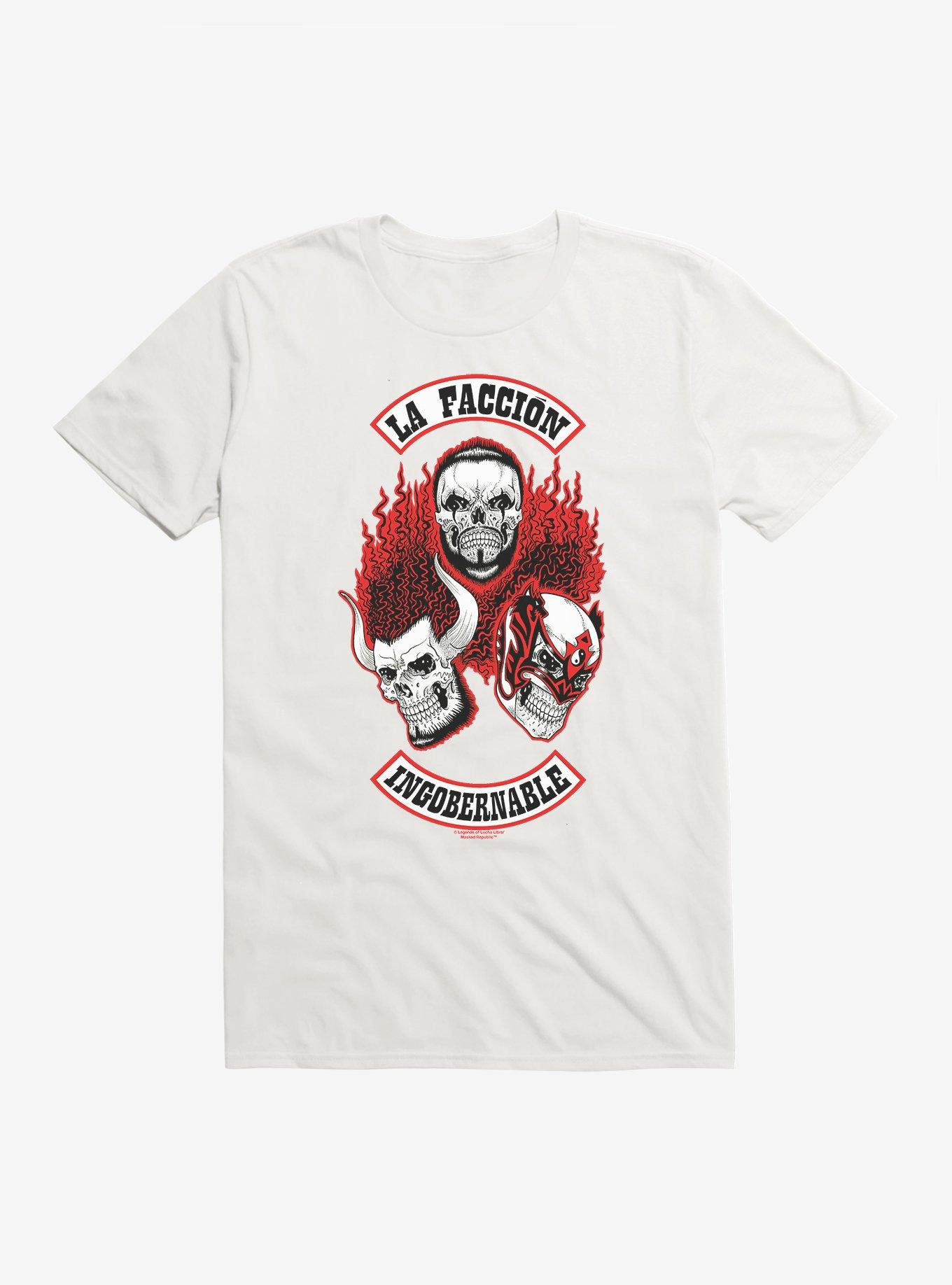 Masked Republic Legends Of Lucha Libre La Faccion Ingobernable Skulls T-Shirt, WHITE, hi-res