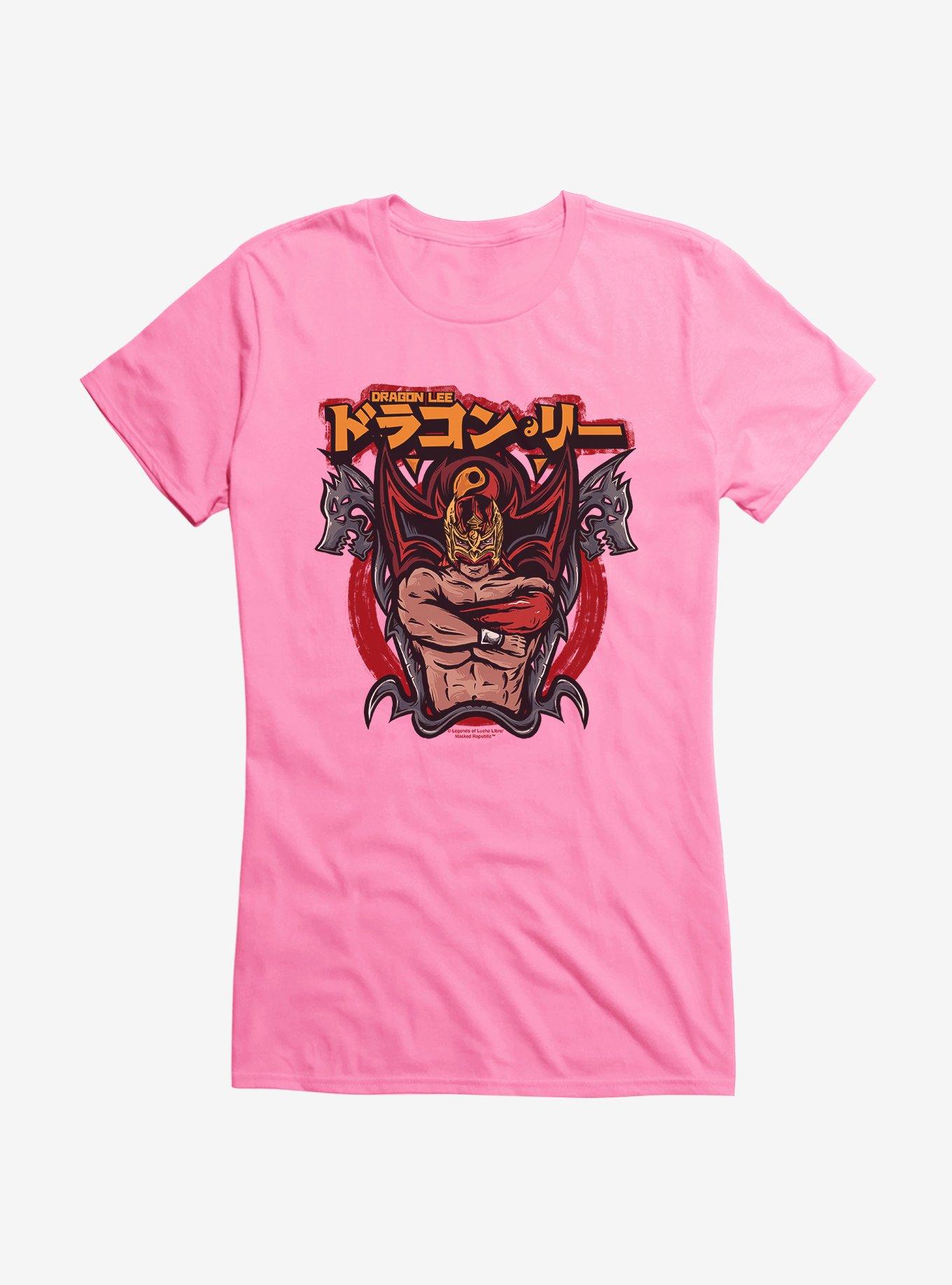 Masked Republic Legends Of Lucha Libre Dragon Lee Crest Girls T-Shirt, CHARITY PINK, hi-res
