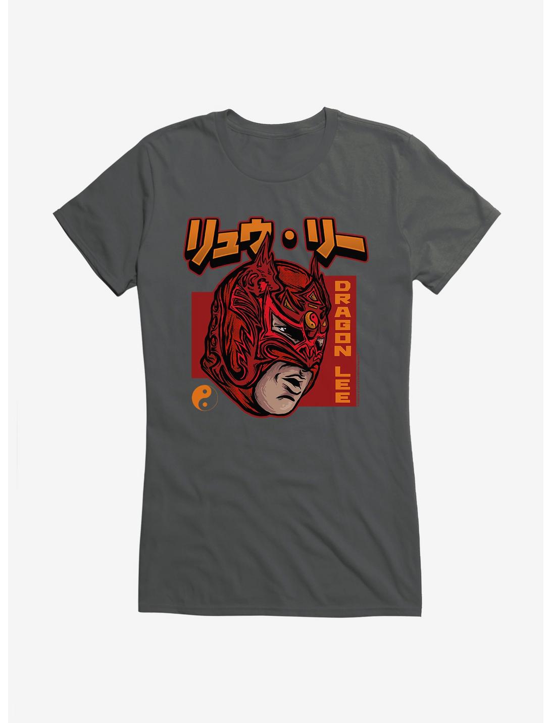 Masked Republic Legends Of Lucha Libre Dragon Lee Masked Headshot Girls T-Shirt, CHARCOAL, hi-res