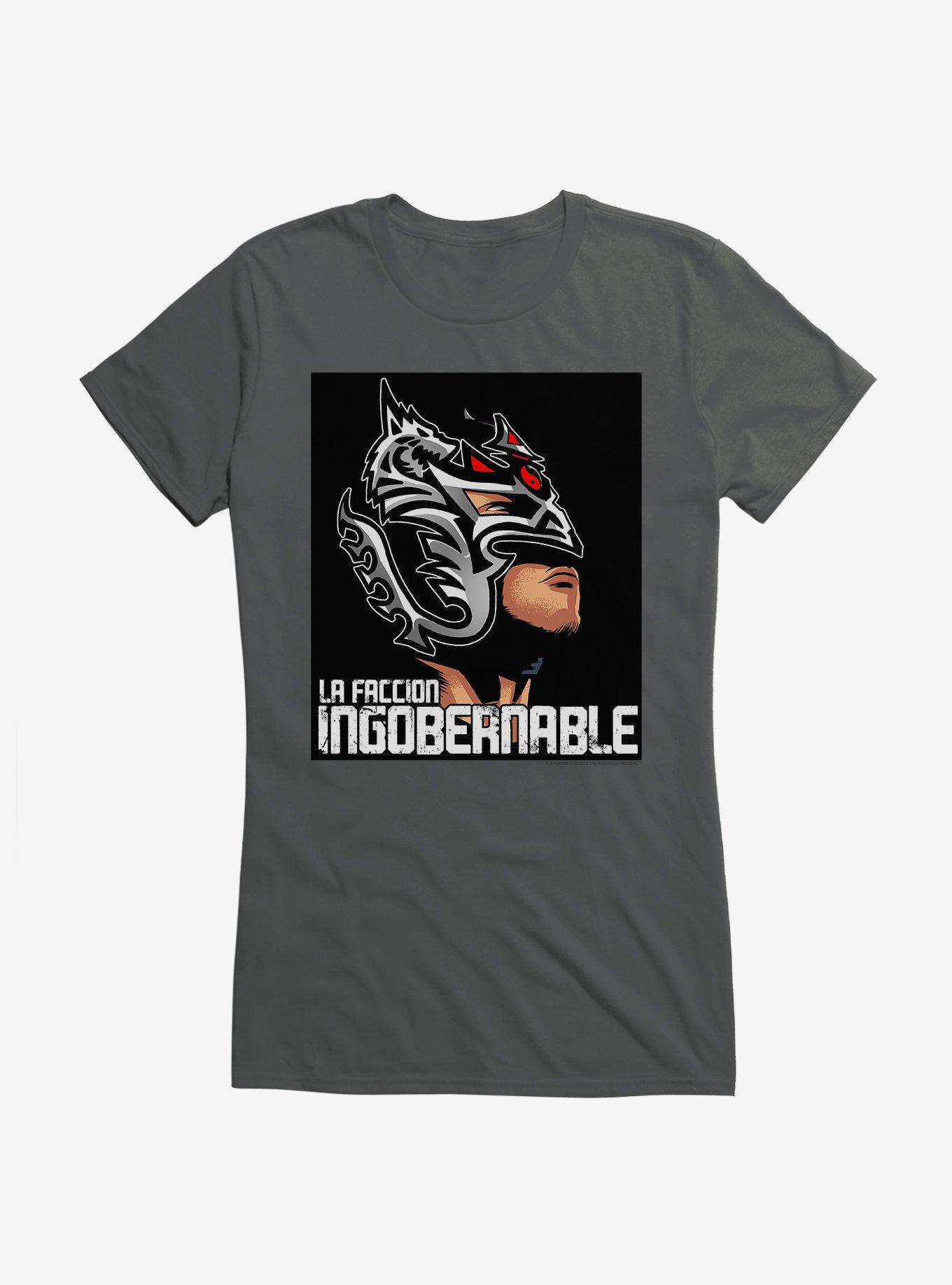 Masked Republic Legends Of Lucha Libre La Faccion Ingobernable Dragon Lee Girls T-Shirt, CHARCOAL, hi-res