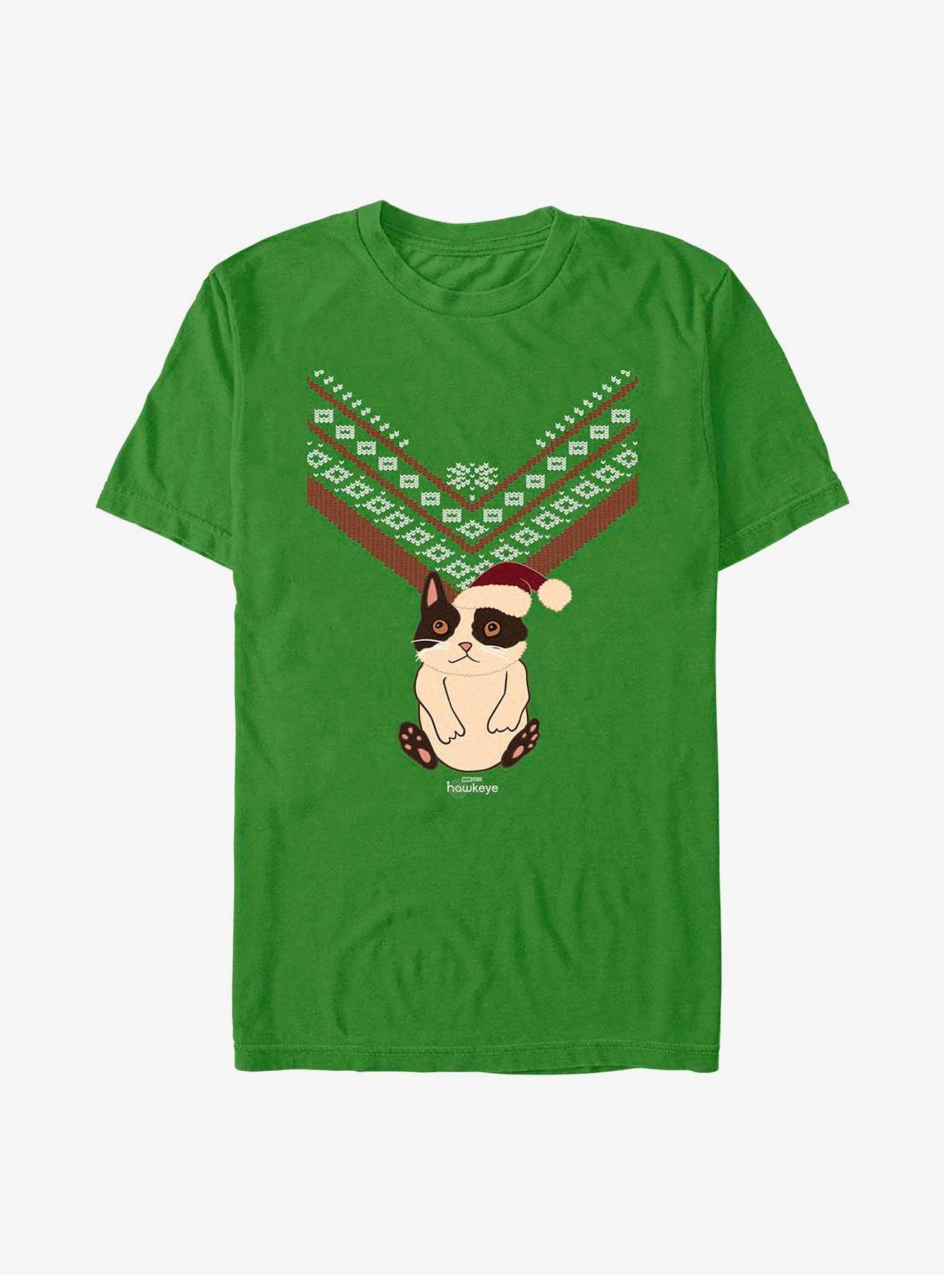 Marvel Hawkeye Cat Ugly Sweater Print T-Shirt - GREEN | BoxLunch