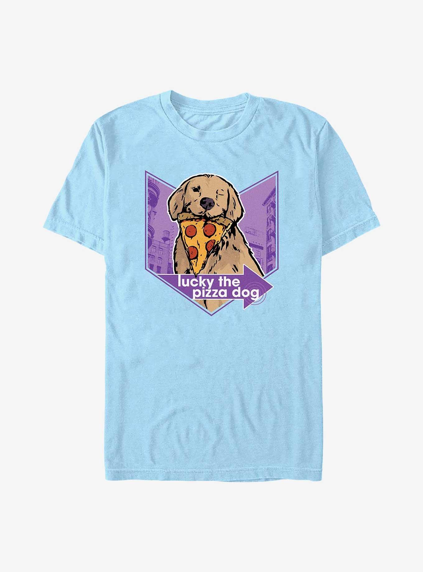 Marvel Hawkeye Pizza Dog Lucky T-Shirt, LT BLUE, hi-res