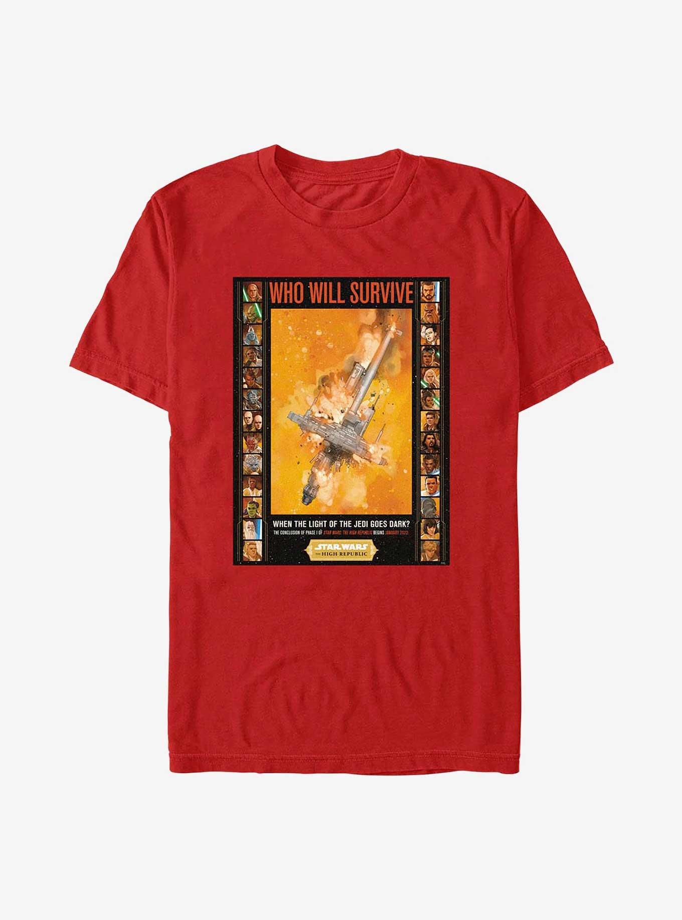 Star Wars: The High Republic Disaster Poster T-Shirt, RED, hi-res