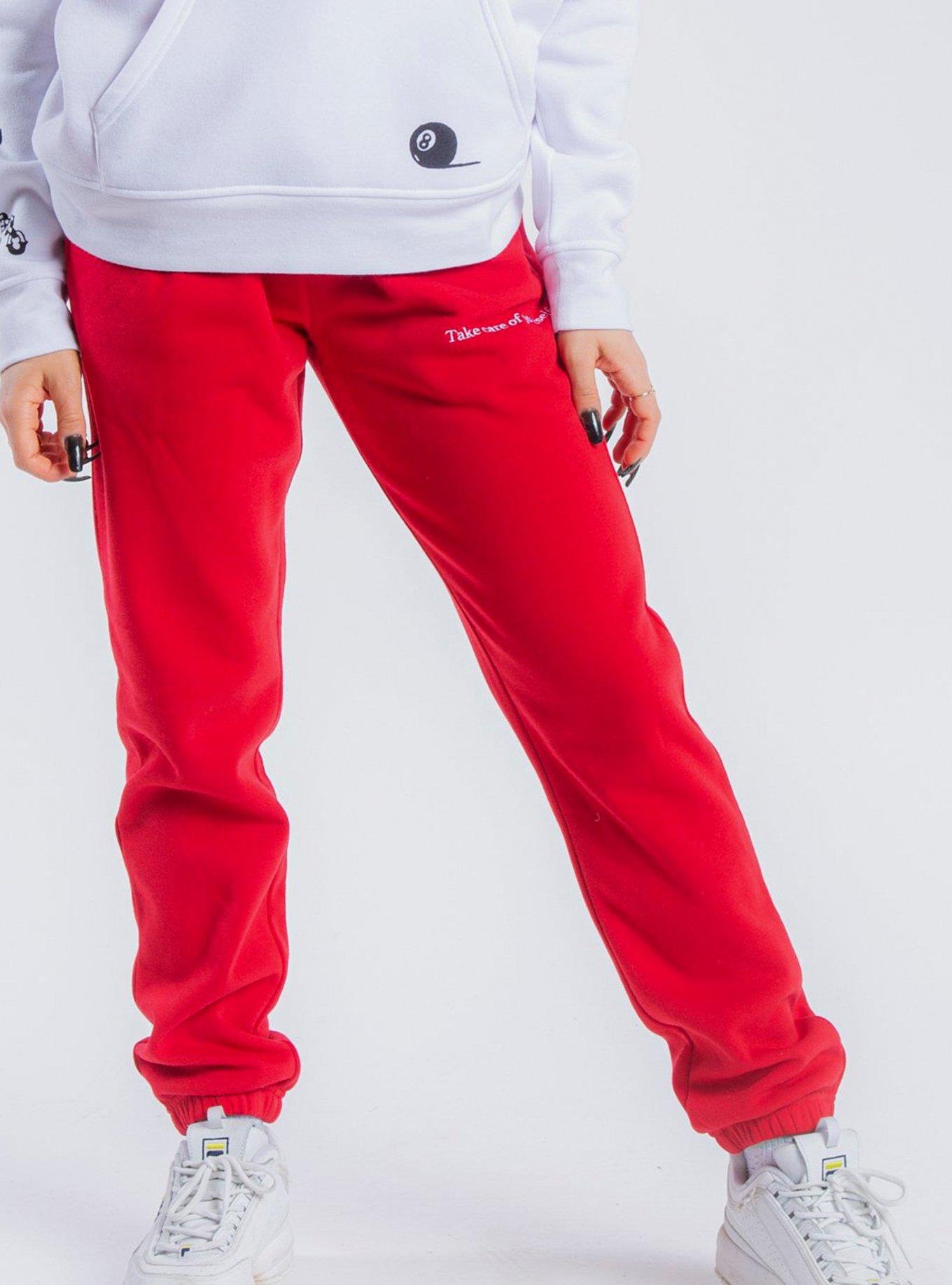 Red Take Care Of Yourself Sweatpants, RED, hi-res view 1