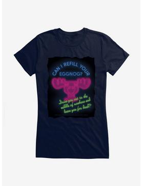 National Lampoon's Christmas Vacation Neon Can I Refill Your Eggnog Girls T-Shirt, NAVY, hi-res
