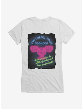 National Lampoon's Christmas Vacation Neon Can I Refill Your Eggnog Girls T-Shirt, WHITE, hi-res