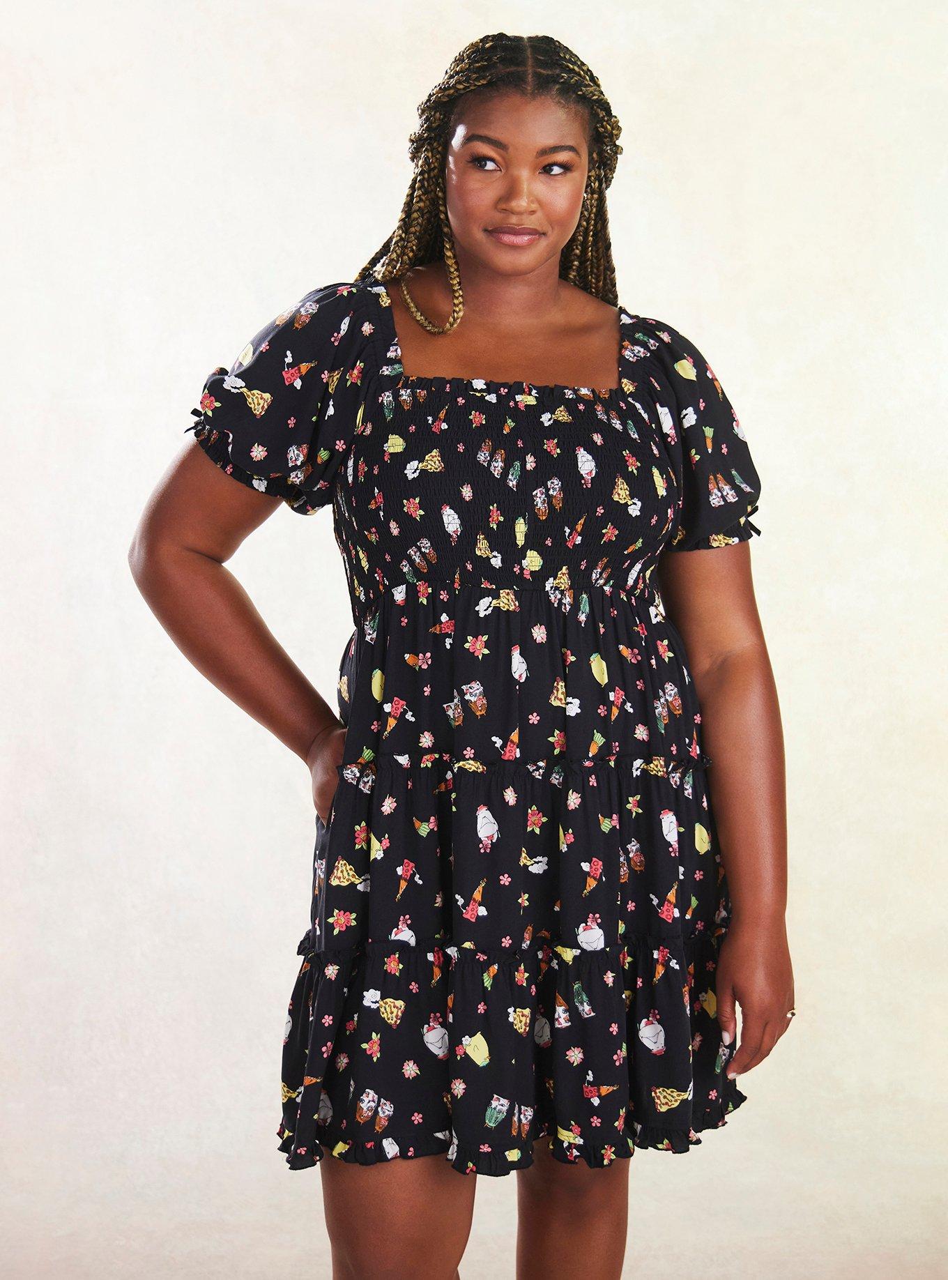 Her Universe Spirited Away Bathhouse Spirits Smocked Tiered Dress Plus Size, MULTI, hi-res