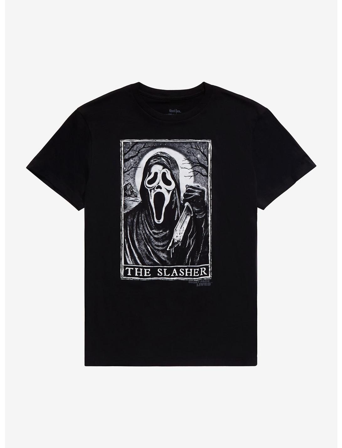 Scream Ghost Face The Slasher Tarot Card T-Shirt, BLACK, hi-res