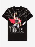 Marvel Thor Mjölnir & Lightning Retro T-Shirt - BoxLunch Exclusive, BLACK, hi-res