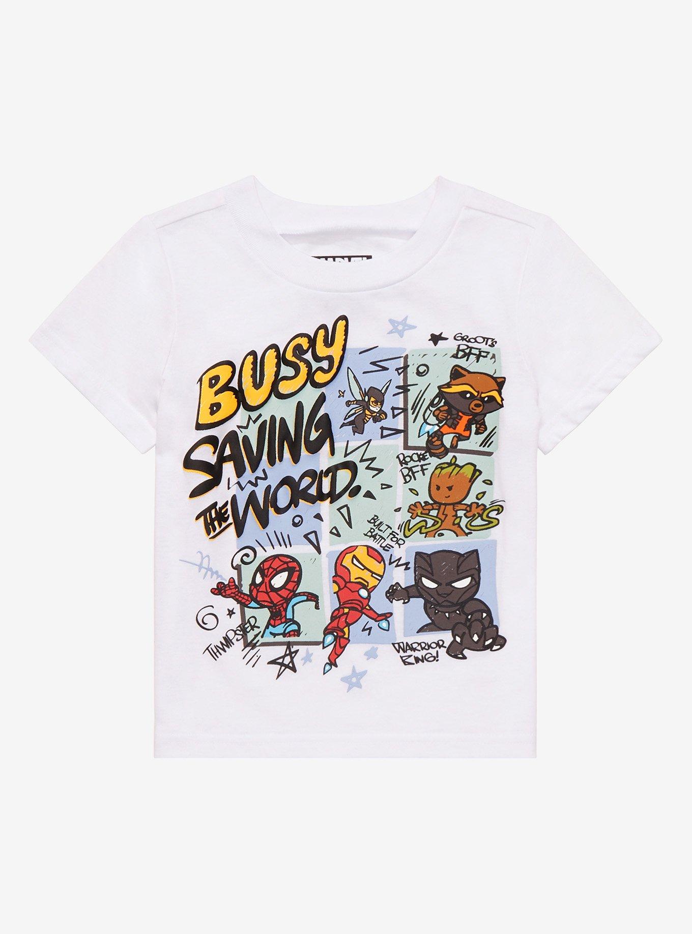 Marvel Superheroes Busy Saving the World Toddler T-Shirt, BRIGHT WHITE, hi-res