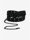 Black Grommet Belt With Chain, SILVER, hi-res