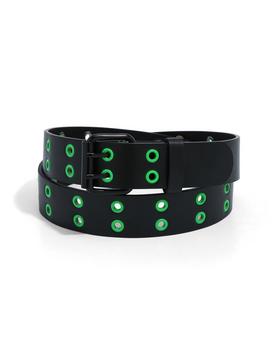 Black & Green Grommet Belt, , hi-res