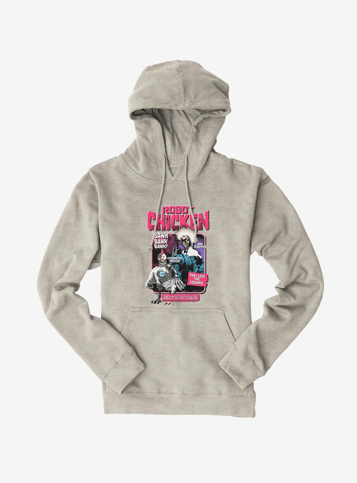 Robot Chicken Bawk Hoodie, OATMEAL HEATHER, hi-res