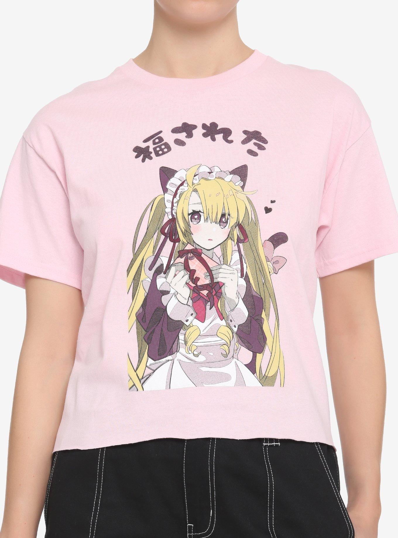 Anime Maid Boyfriend Fit Girls Crop T-Shirt, MULTI, hi-res