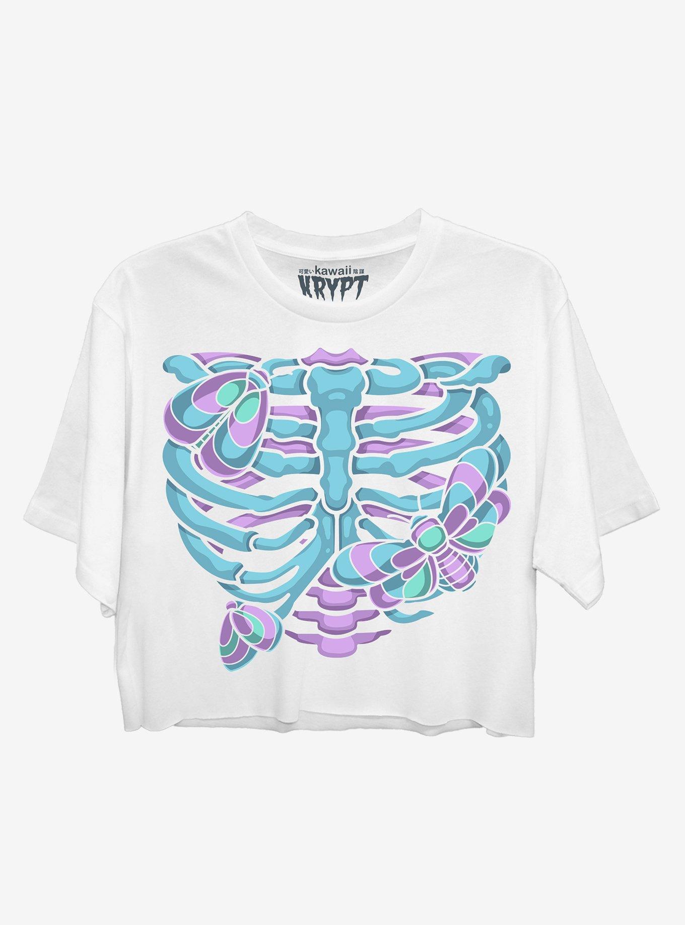 Moth Ribcage Girls Crop T-Shirt By Kawaii Krypt