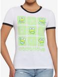 Keroppi Grid Girls Ringer T-Shirt, MULTI, hi-res