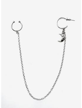 Steel Sparkle Moon Faux Nose Ring & Earring, , hi-res